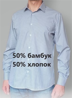 Полуприталенная рубашка в полоску с бамбуком 4LBM6-3 5931 - фото 20903